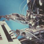 robot playing an electronic keyboard